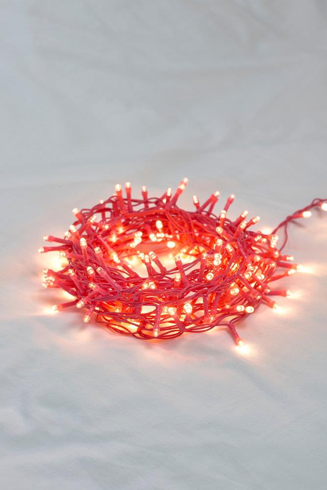 Pin Lights - 200 LED Indoor/Outdoor Pink Light Chain - Mains Powered