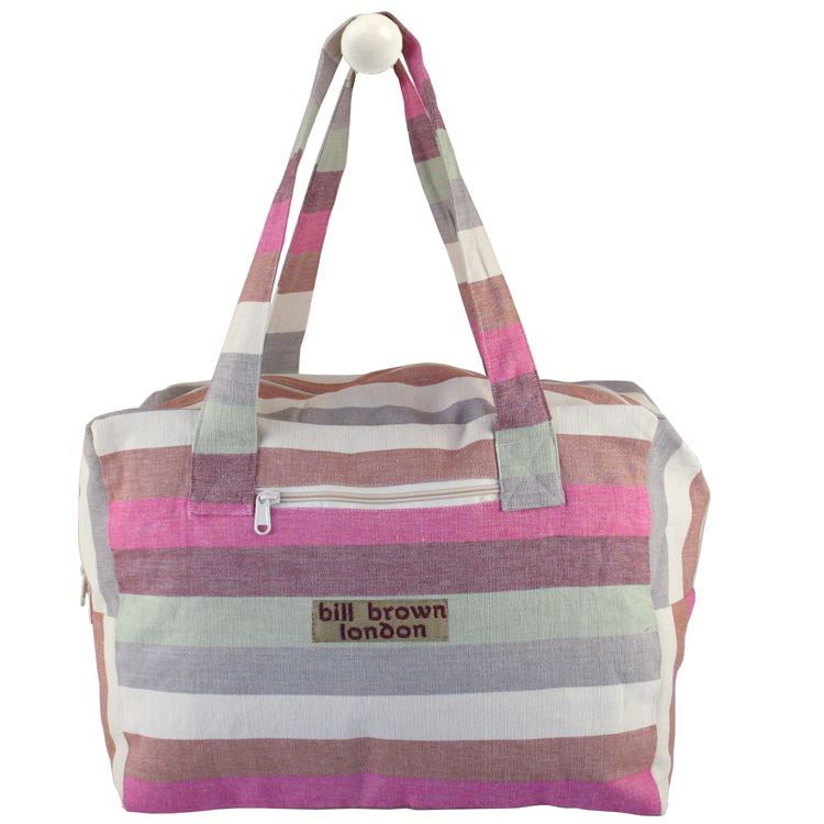 Bill Brown Bags - Hawkeye Cabin/Yachting Bag - Pink/Brown/Green/Cream Stripes BB84 -45x36x25cms