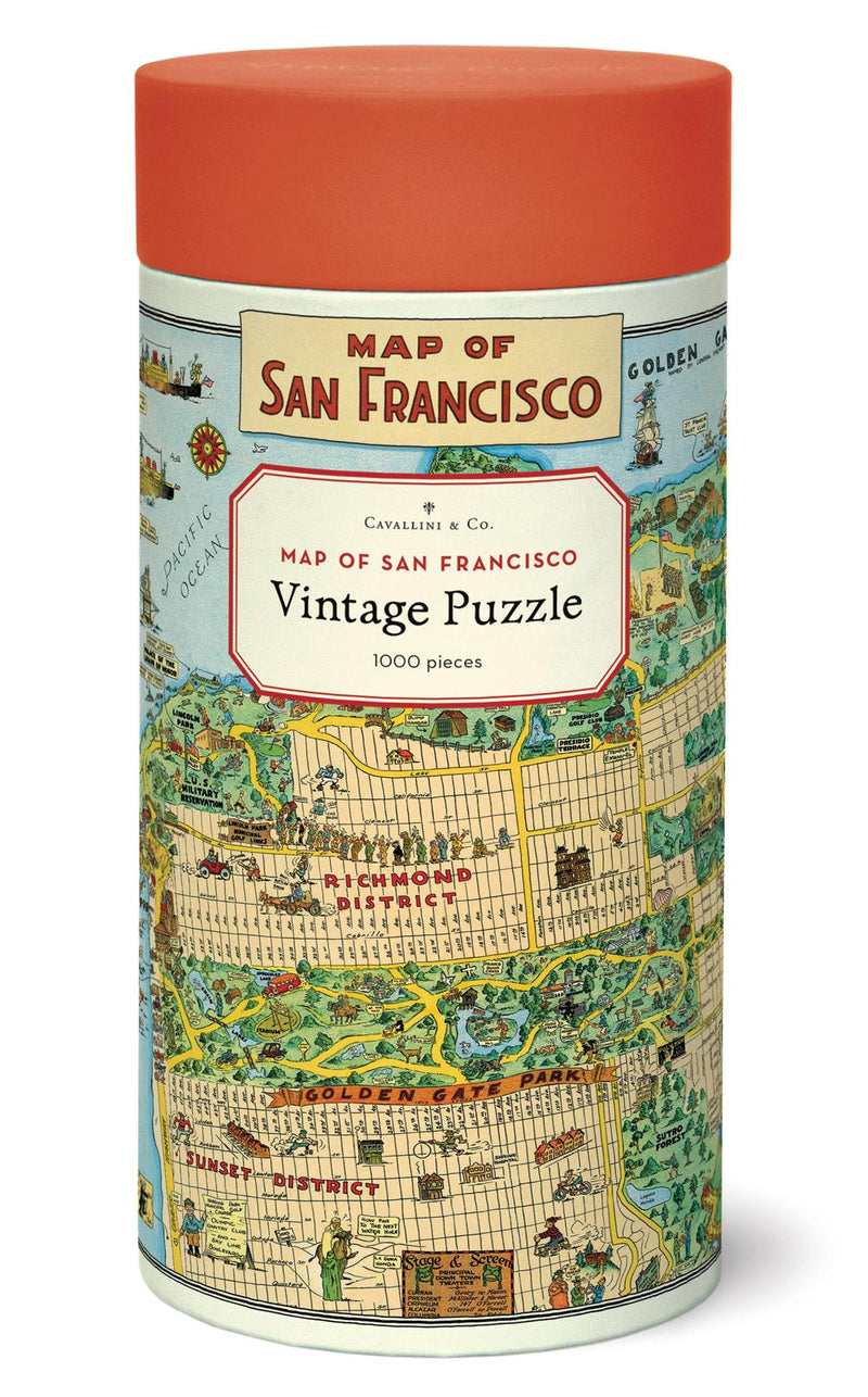 Cavallini - Vintage Jigsaw Puzzle - 1000 Pieces - 55x70cms - Map of San Francisco