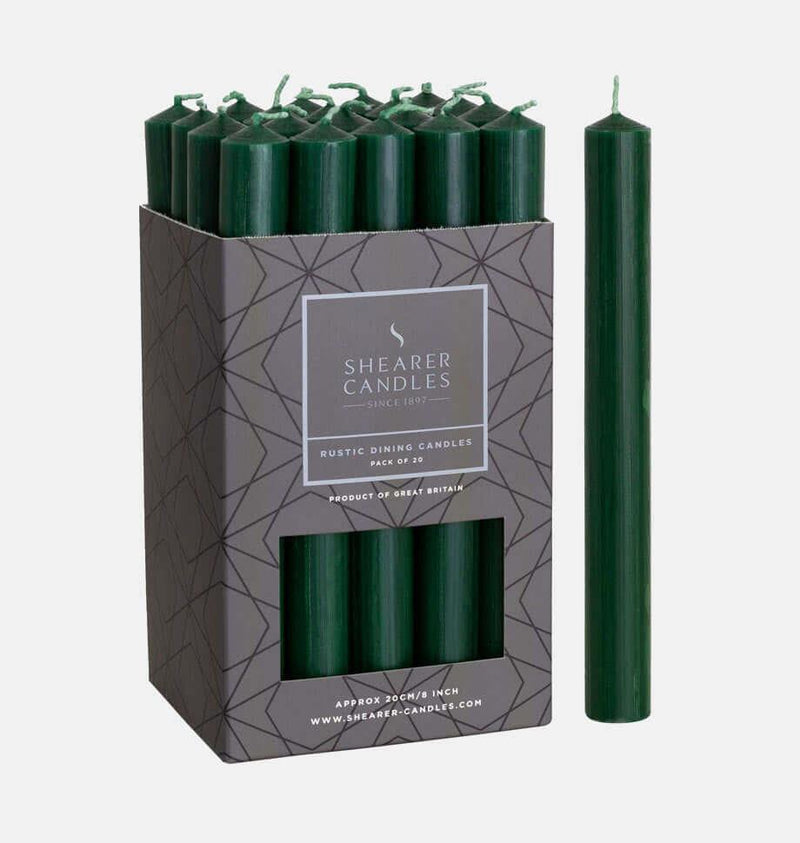 Shearer Candles - Holly Green Rustic Dining Candle - 20cms/8ins - Sold Individually