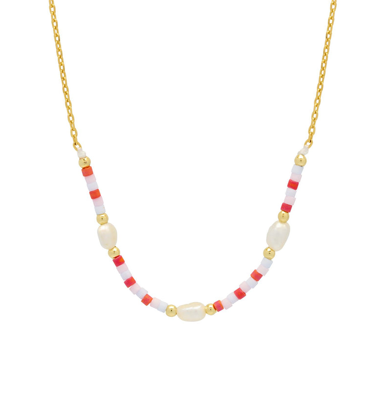 Miyuki & Pearl Necklace - Gold Plated - Smile Love Dream - Estella Bartlett