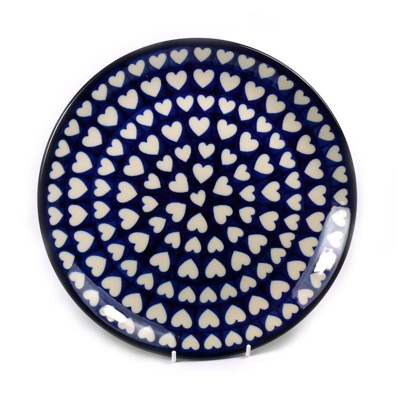 Dinner Plate - Hearts - 25cms - 0257-0375JX - Polish Pottery