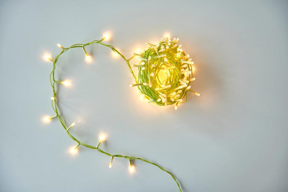 Native Long Pin Light Pin Lights - 200 LED Indoor/Outdoor Lime Green Light Chain - Mains Pow ...