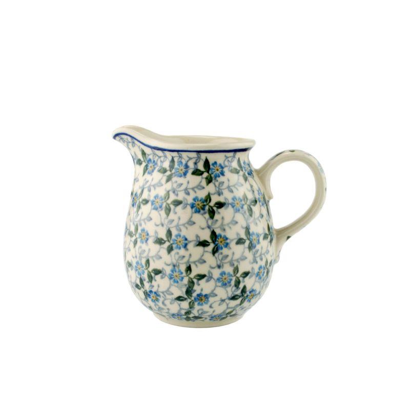 Creamer Milk Jug - Periwinkle/Blue & Yellow Flowers - 500ml - 0079-2089X - Polish Pottery