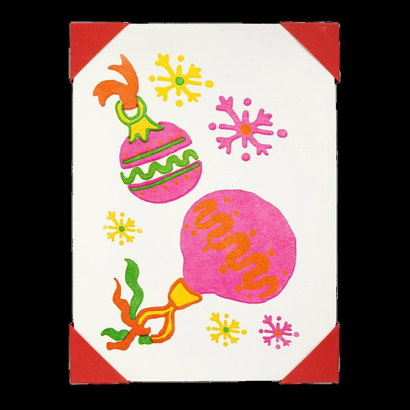 Pink Baubles - 5 Letterpress Notecards & Envelopes - Archivist