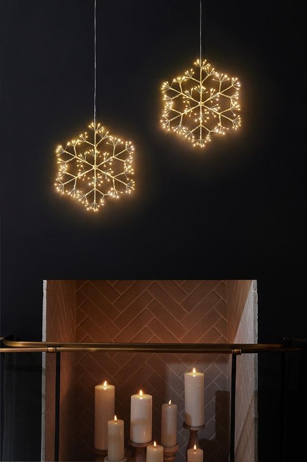 Silver Snowflake - Small - 192 LED lights/30cms Diameter - Indoor - Mains Operated