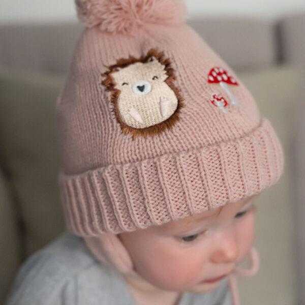 Baby Wooly Hat & Mittens Set - Woodland Mushrooms & Hedgehog - 0-12 Months - Ziggle