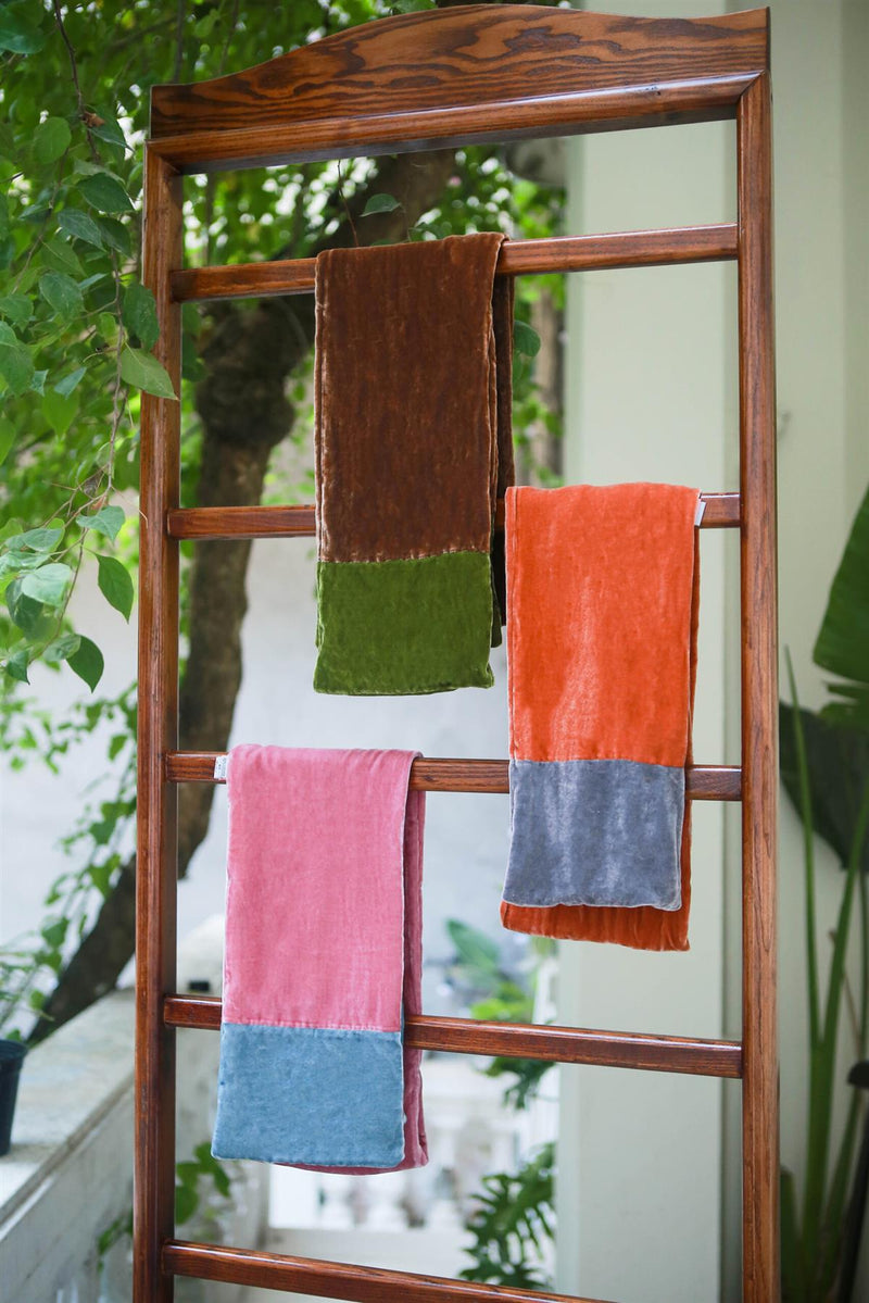 Lua - 2 Tone Velvet Scarf - Contrast Ends - 160x17cms - Various