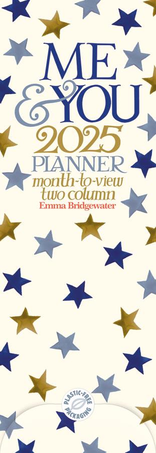 Emma Bridgewater - 2025 Couples Wall Calendar - Month To View/2 Columns - Blue & Gold Stars