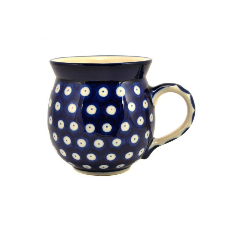 Medium Round Mug - Blue Eyes/Blue With White Spots - 350ml - 0070-0070AX - Polish Pottery