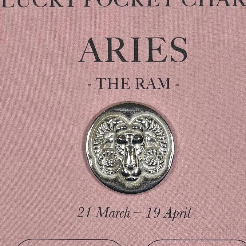 Aries The Ram (21 Mar - 19 Apr) - Zodiac Lucky Pocket Charm - Pewter Token - Compton & Clarke