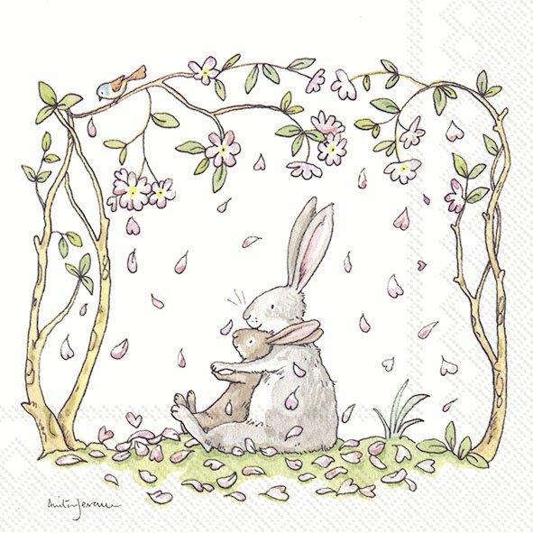 Easter Blossom & Bunnies - 20 x Lunch Paper Napkins/Serviettes - 33x33cms
