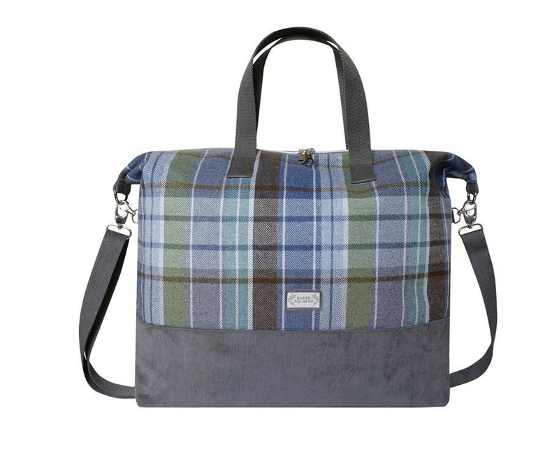 Earth Squared - Tweed Weekend Bag/Cabin Bag - Tweed Wool - Harbour - Grey/Blue/Green - 57x40x18cms