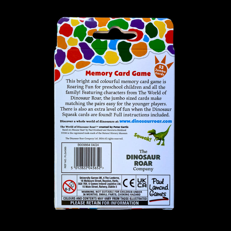 The World Of Dinosaur Roar! Memory Card Game - 54 Jumbo Cards - 3 Years Up