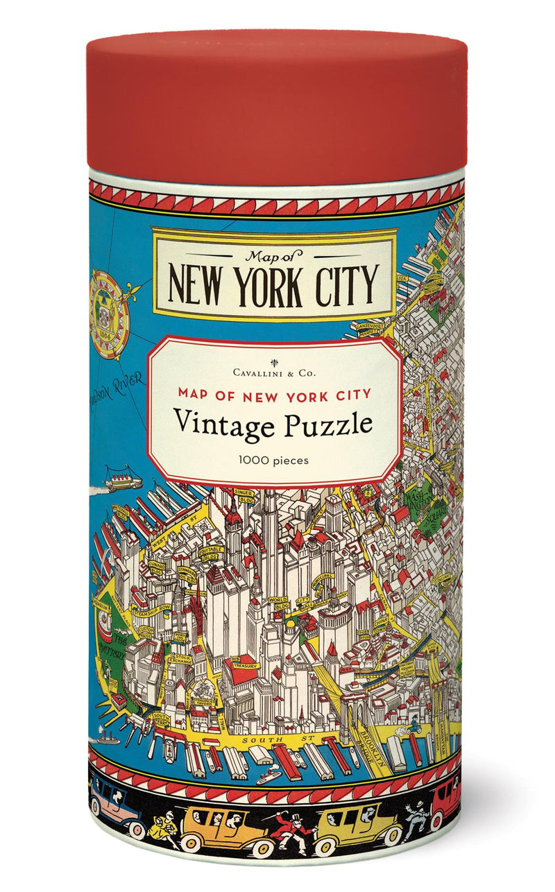 Cavallini - Vintage Jigsaw Puzzle - 1000 Pieces - 55x70cms - Map of New York City