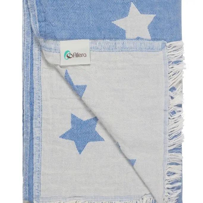 Stars Hammam Large Towel - Heritage Blue - Ailera - 90 x 160cms