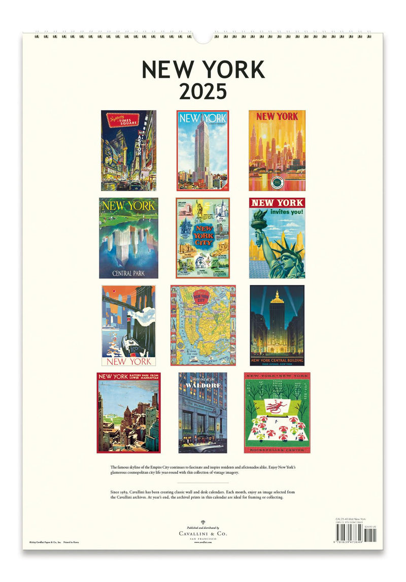 Cavallini - 2025 Wall Calendar - 13 x 19ins - New York City