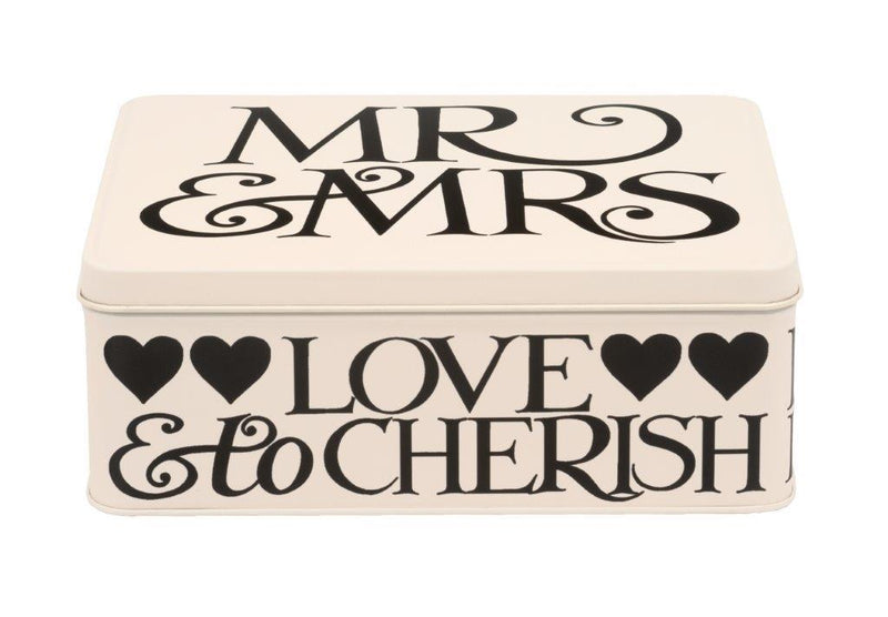 Emma Bridgewater - Deep Rectangular Treat Tin - Black Toast - Mr & Mrs