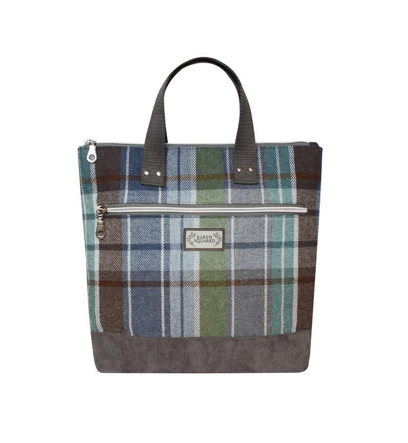 Earth Squared - Lois Backpack - Harbour Tweed Wool - Grey/Blue/Green - 27x31x18cms