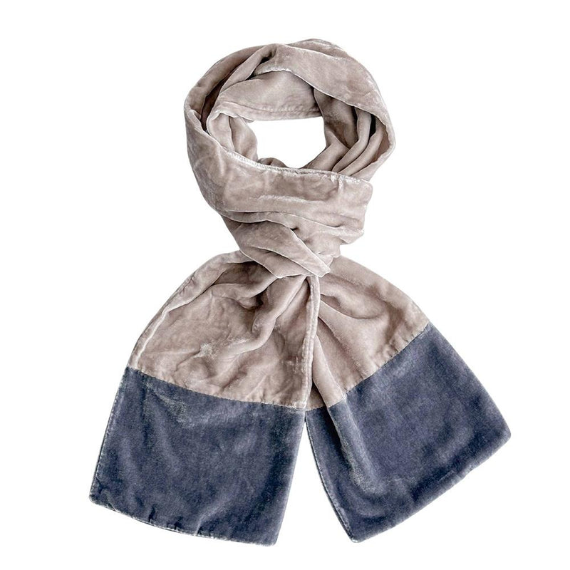 Lua - 2 Tone Velvet Scarf - Contrast Ends - 160x17cms - Various