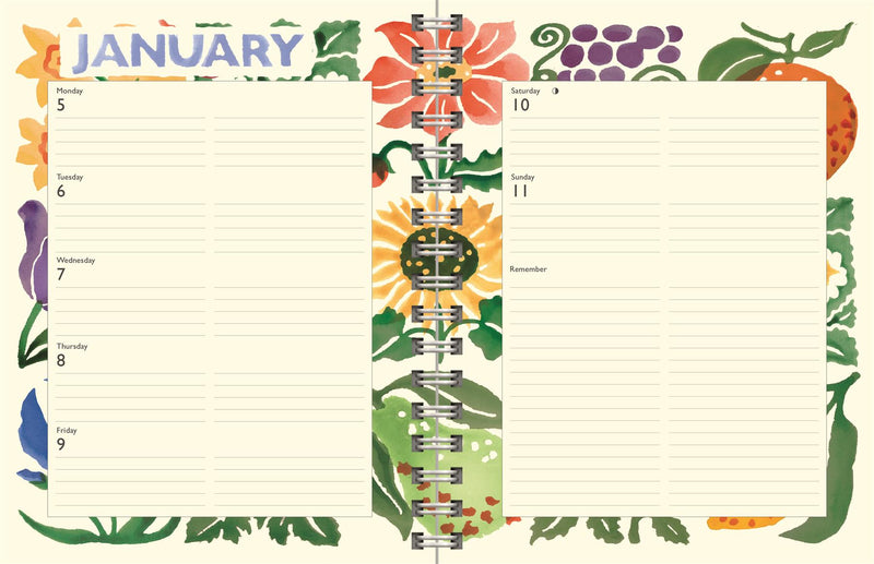 Emma Bridgewater - 2026 Week To View A5 Spiral Bound Engagement Diary - Fruit & Flowers