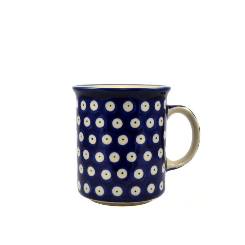 Classic Straight Sided Mug - Blue Eyes/Blue With White Spots - 270ml - 0236-0070AX - Polish Pottery