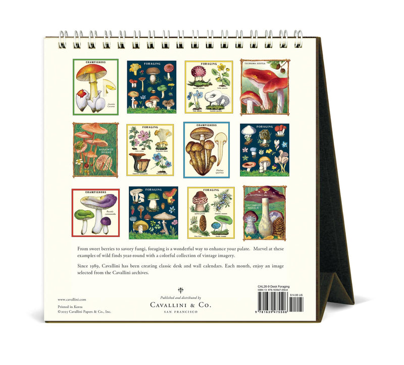 Cavallini - 2026 Desk Calendar - 6 x 6.5ins - Foraging Mushrooms & Plants