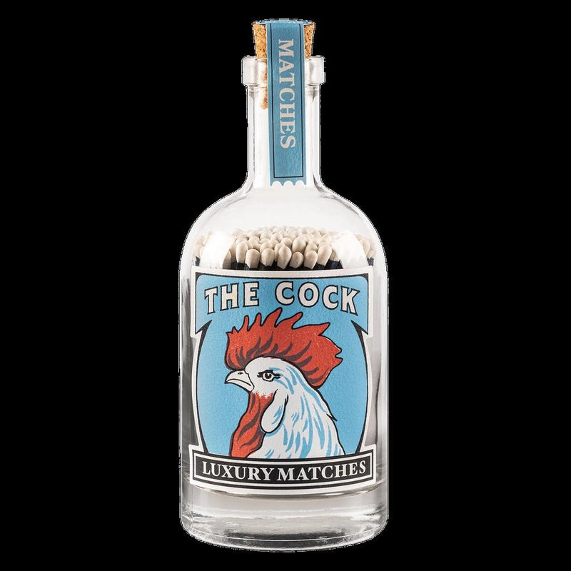 The Cock - Blue - (GB118) - Glass Bottle - 150 Luxury Safety Matches - Archivist