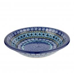 Pasta Plate/Soup Bowl - Blue Mosaics - 0026-1917X - 21.5 x 4.5cms - Polish Pottery