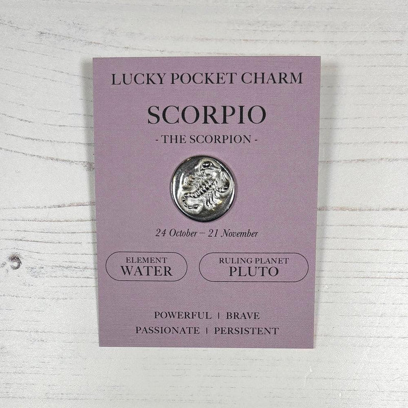 Scorpio The Scorpion (24 Oct - 21 Nov) - Zodiac Lucky Pocket Charm - Pewter Token - Compton & Clarke