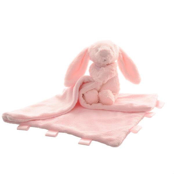 Bunny Velour Plush Comforter Blanket - Pink - Suitable From Birth - Ziggle