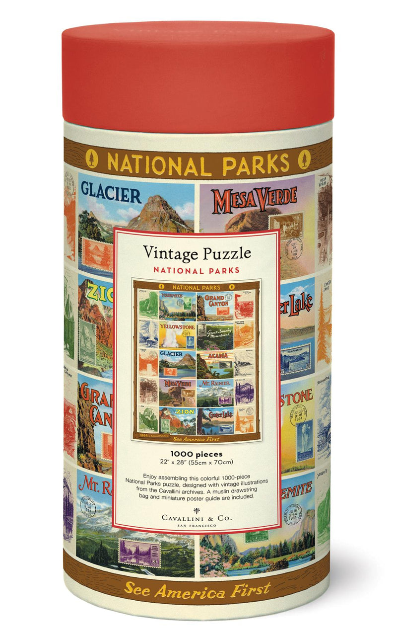 Cavallini - Vintage Jigsaw Puzzle - 1000 Pieces - 55x70cms - Collage of National Parks of USA(NP2)