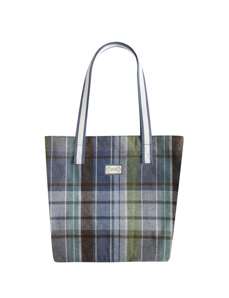 Earth Squared - Shopper Tote Bag - Harbour Tweed Wool - Grey/Blue/Green - 30x35x10cms
