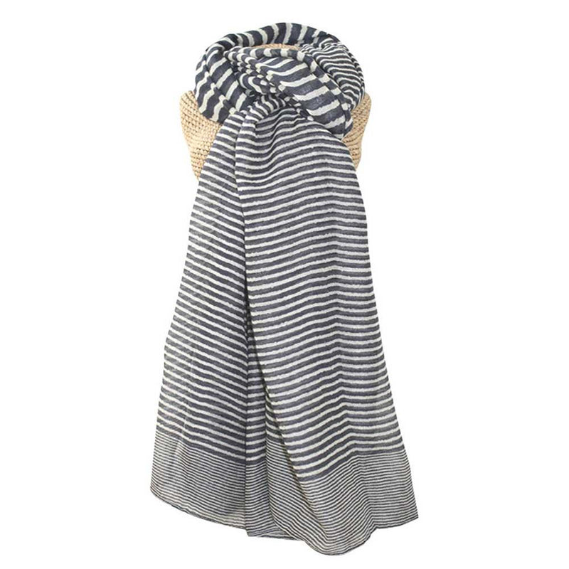 Lua - Classic Cross Stripes Scarf - Grey