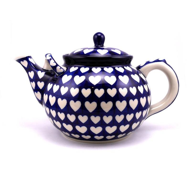 Extra Large Teapot - Hearts - 1.8 Litre - 0444-0375JX - Polish Pottery