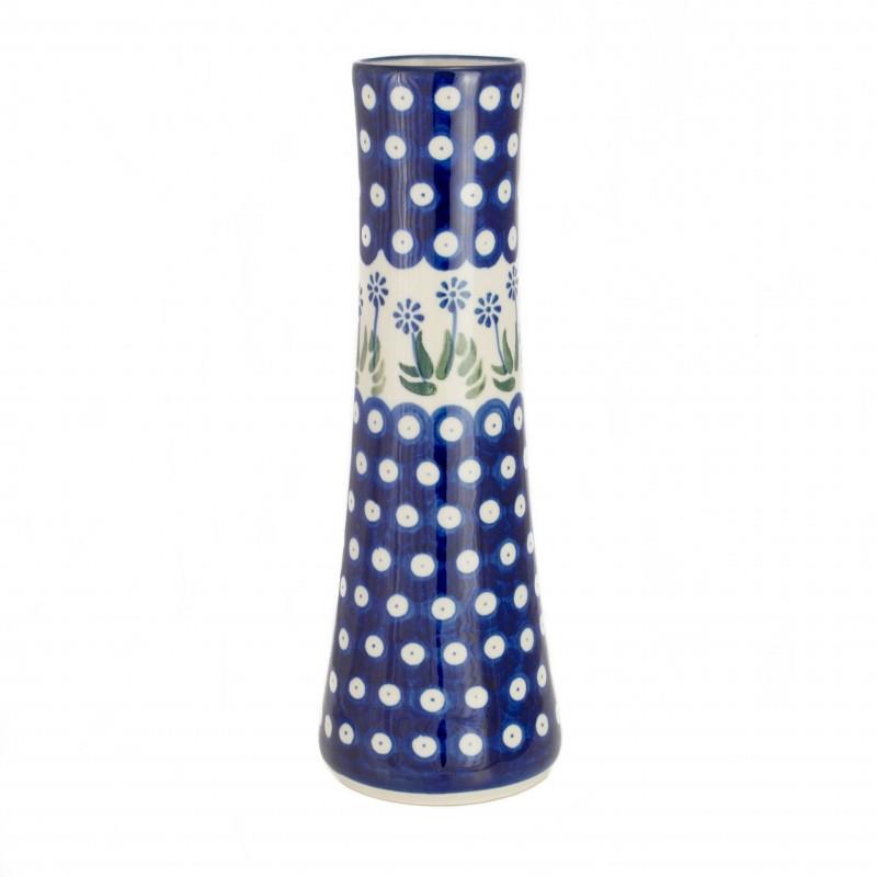 Vase - Daisies & Blue Spots - 25 x 6.5/8.5cms - 0199-0377EX - Polish Pottery