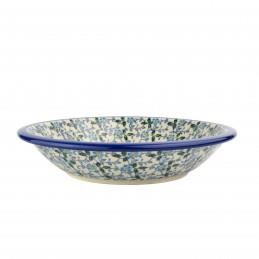 Pasta Plate/Soup Bowl - Periwinkle/Blue & Yellow Flowers - 0026-2089X - 21.5 x 4.5cms - Polish Pottery