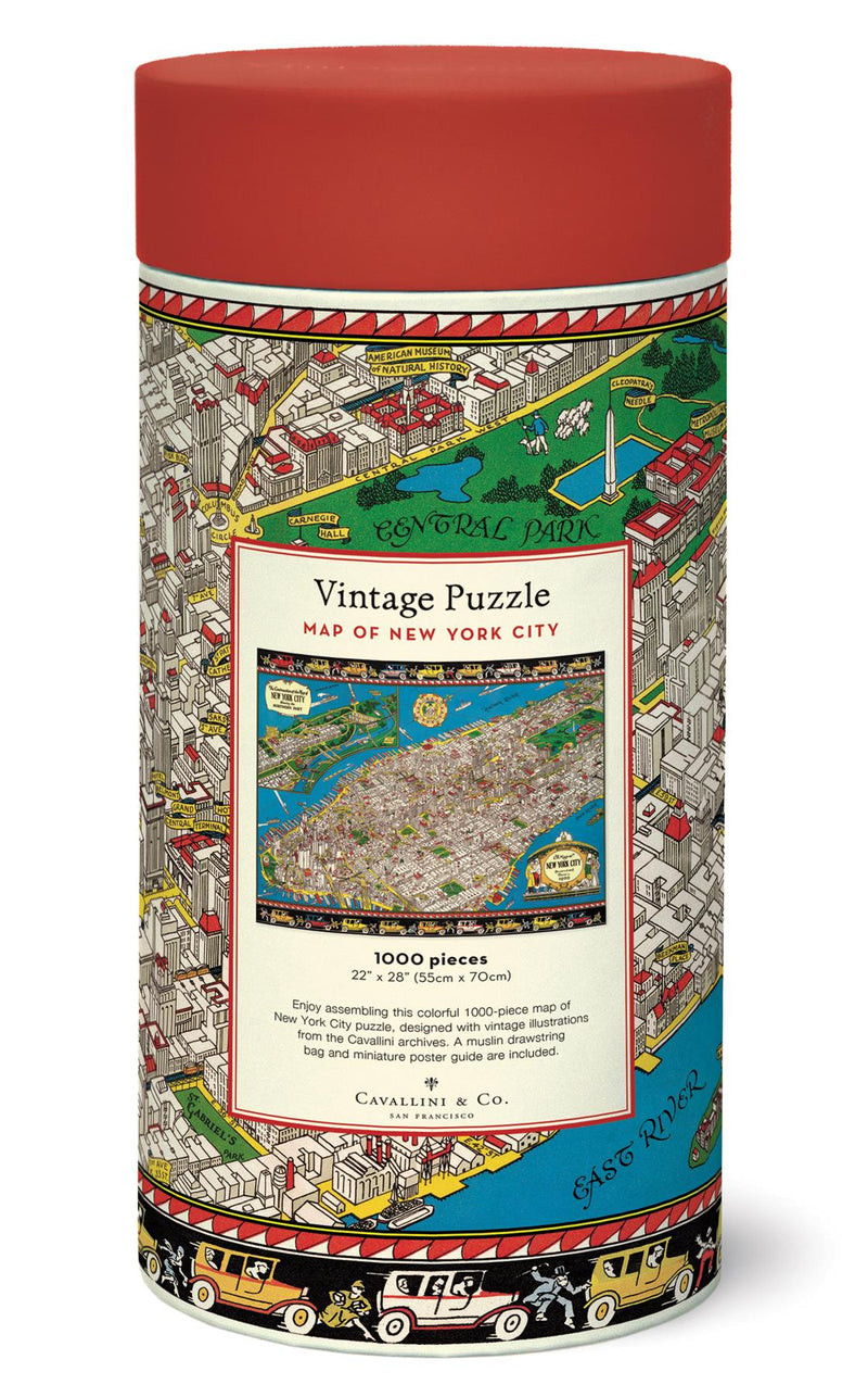 Cavallini - Vintage Jigsaw Puzzle - 1000 Pieces - 55x70cms - Map of New York City