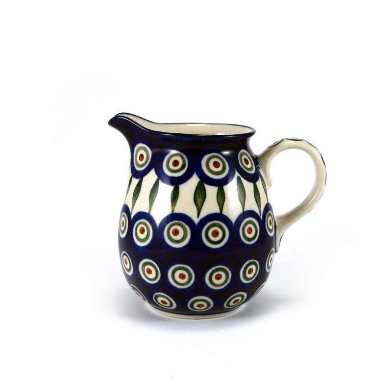 Creamer Milk Jug - Green, Red & White Spots - Peacock - 500ml - 0079-0054X - Polish Pottery