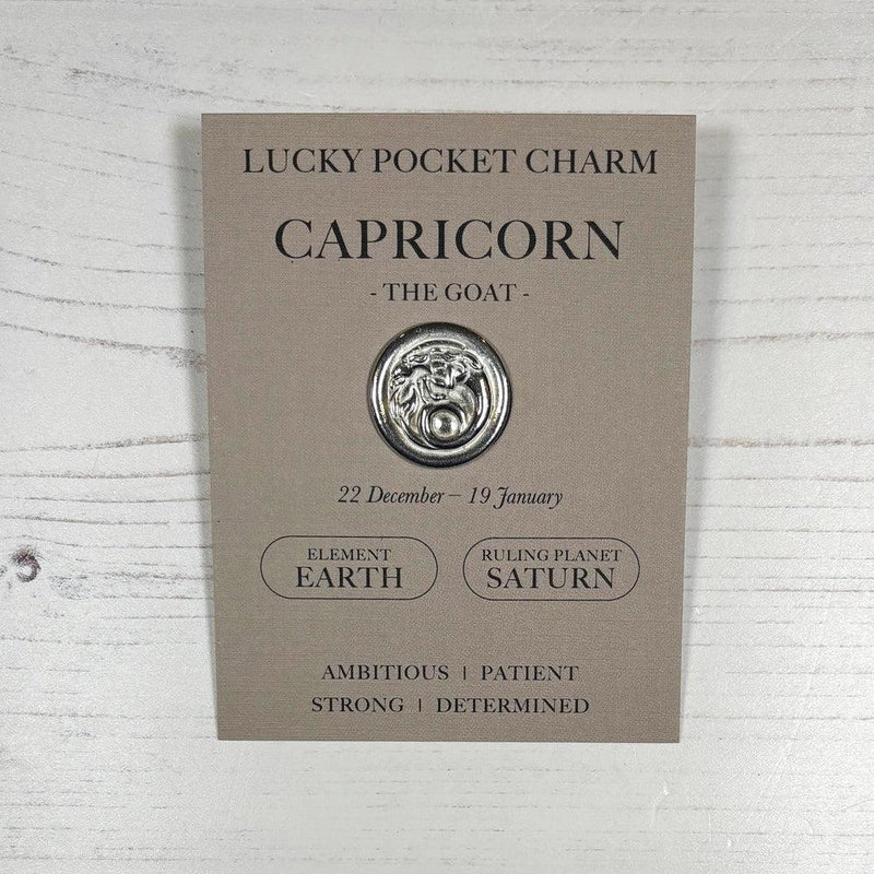 Capricorn (22 Dec - 19 Jan) - Zodiac Lucky Pocket Charm - Pewter Token - Compton & Clarke