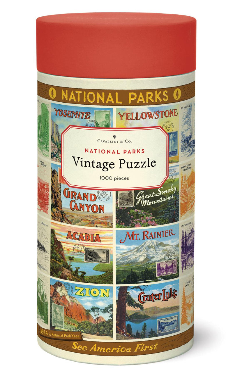 Cavallini - Vintage Jigsaw Puzzle - 1000 Pieces - 55x70cms - Collage of National Parks of USA(NP2)