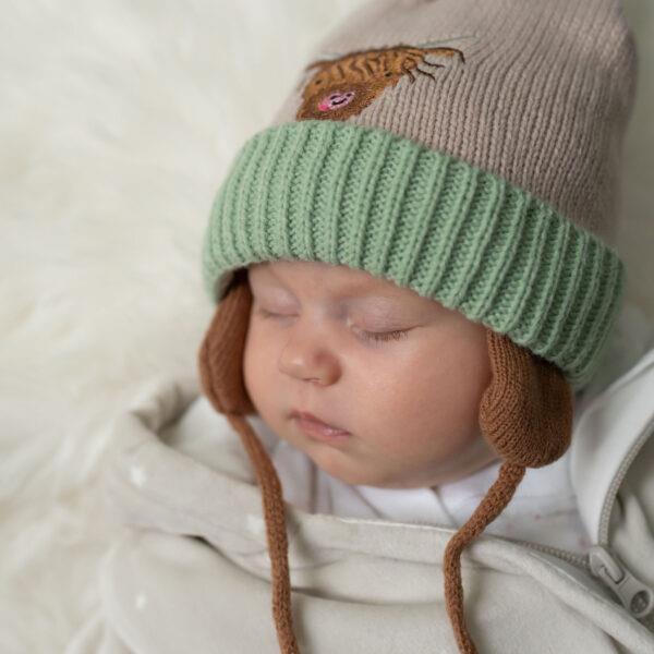Baby Wooly Hat & Mittens Set - Highland Cow - 12-24 Months - Ziggle