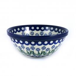 Cereal/Pasta Bowl - Daisies & Blue Spots - 0058-0377EX - 16.5 x 6.5cms - Polish Pottery