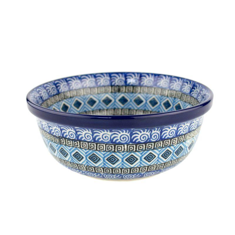 Pasta/Cereal Bowl - Blue Mosaic - 0209-1658X - 15.5 x 6.5cms - Polish Pottery