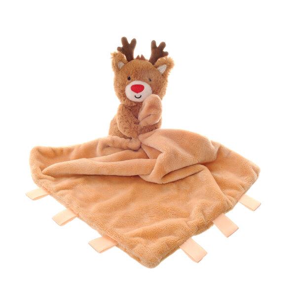 Rudolf The Reindeer Velour Plush Comforter Blanket - Brown - Suitable From Birth - Ziggle