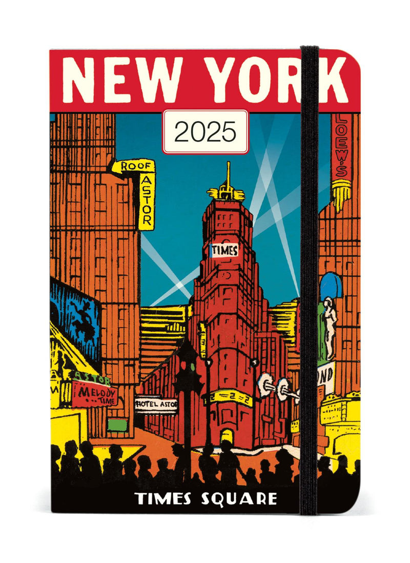 Cavallini 2025 Diary - New York City/Times Square - 4x6ins - Week At A Glance Layout - Elastic Enclosure