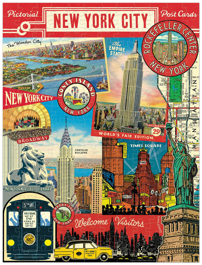 Cavallini - Vintage Mini Jigsaw Puzzle - 240 Pieces - 27x35cms - New York City Collage/Images