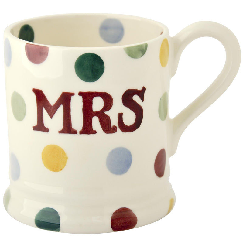Emma Bridgewater - 2 x Half Pint Mug (300ml/1/2pt) - 9.3x8.2cms - Polka Dots - Mr & Mrs
