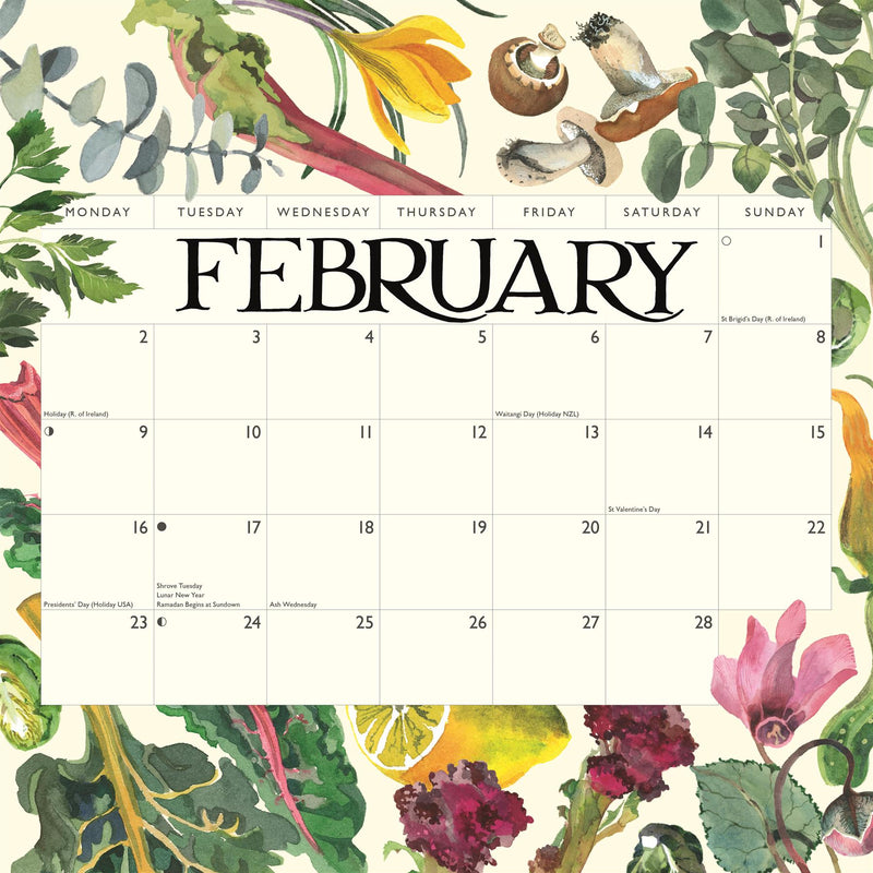 Emma Bridgewater - 2026 Wall Calendar - Month To View - Kitchen Garden