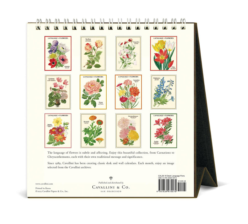 Cavallini - 2026 Desk Calendar - 6 x 6.5ins - Language Of Flowers